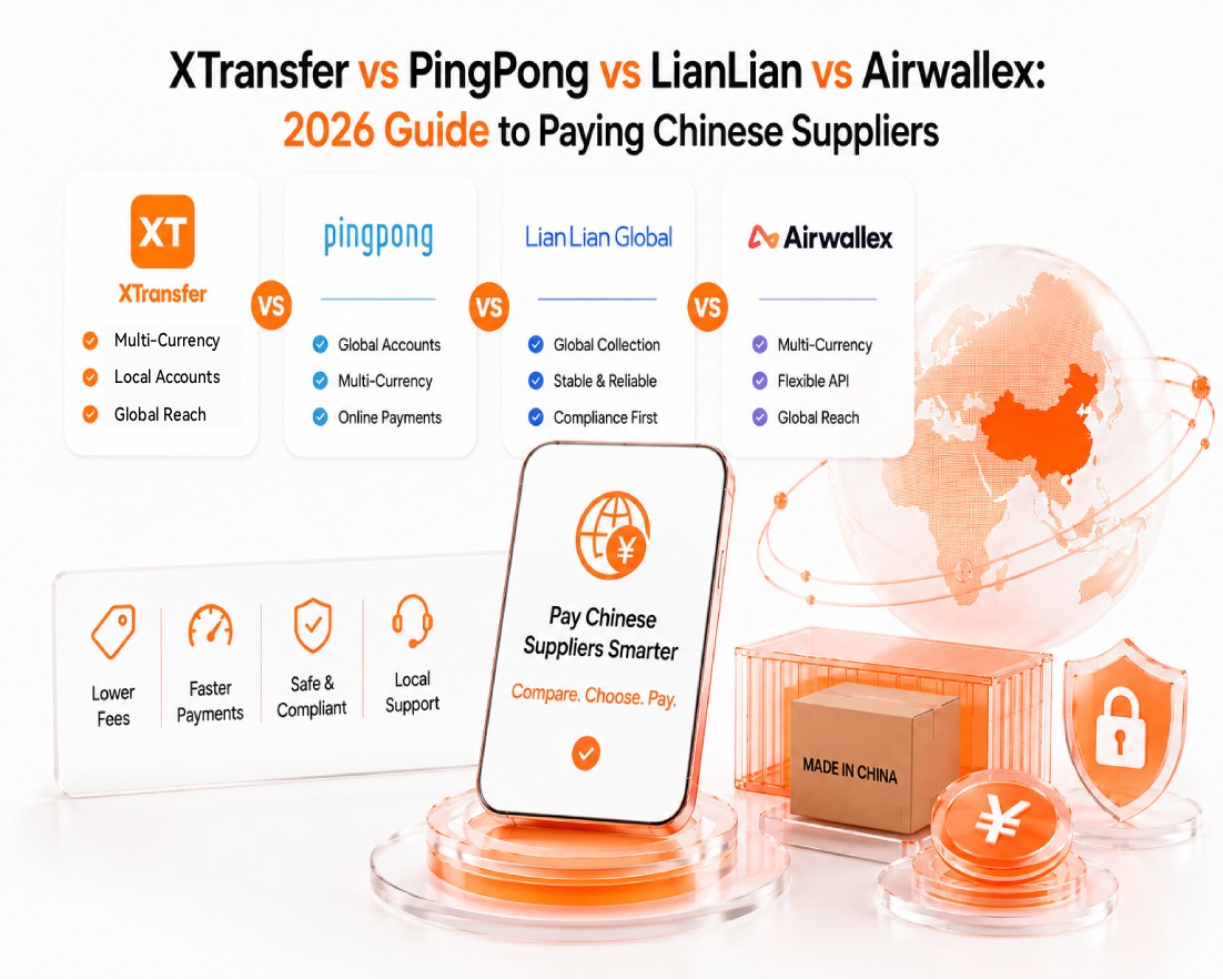 XTransfer vs PingPong vs LianLian vs Airwallex: 2026 Guide to Paying Chinese Suppliers